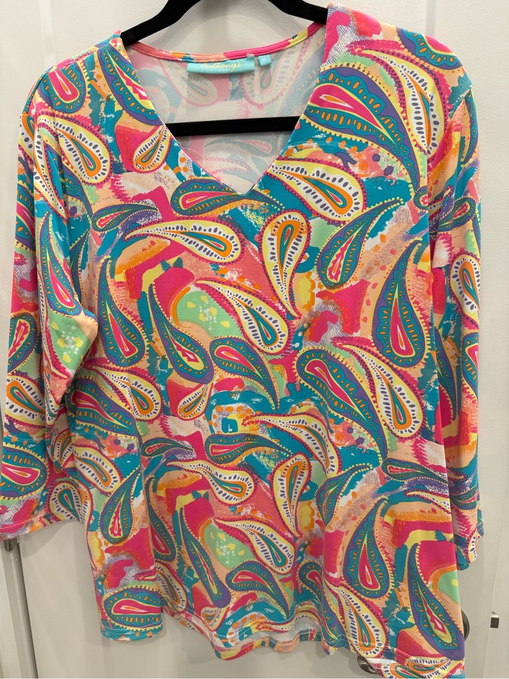 Colorful Paisley V-Neck Tunic Top - Multicolor